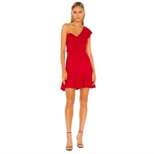 Amanda Uprichard Red One Shoulder Dress